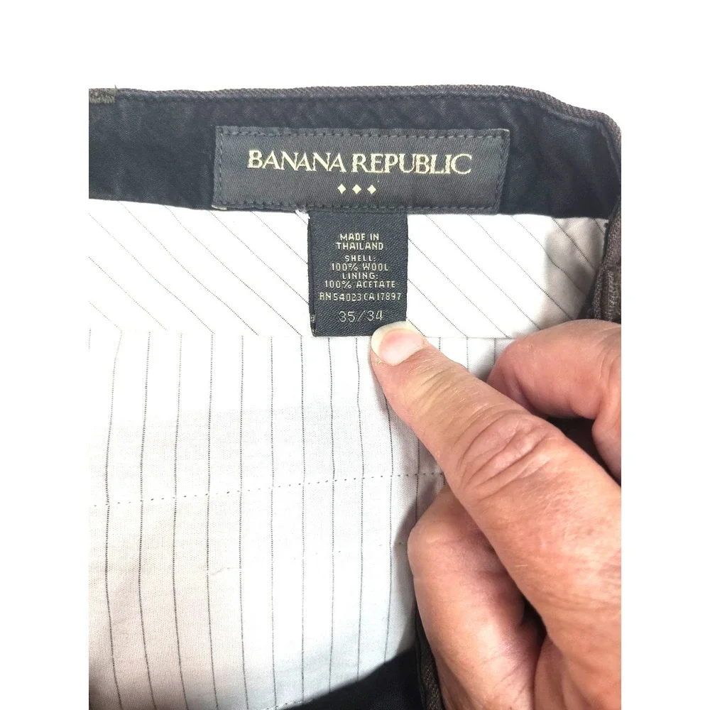 Vtg Banana Republic Mens Dress Pants‎ 35x34(32) 100% Wool Flat Front Cuffed